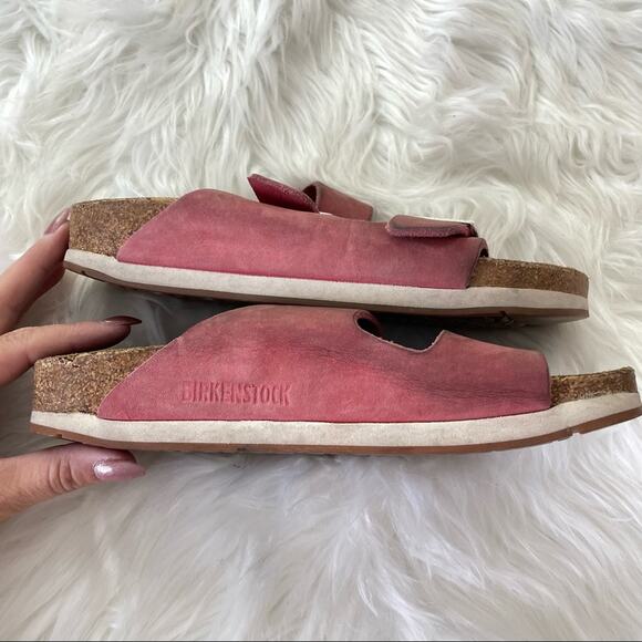 Birkenstock | Unisex Arizona Red Suede Soft Bed Sandals Sport Rubber Sole Size 5 - Picture 7 of 10